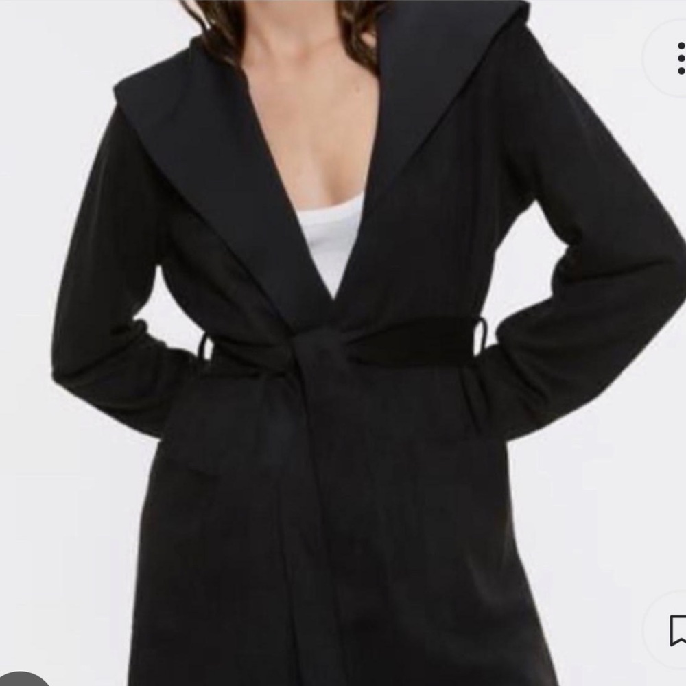 Zara Suede-Like Trench Coat W/ Tie in Black
